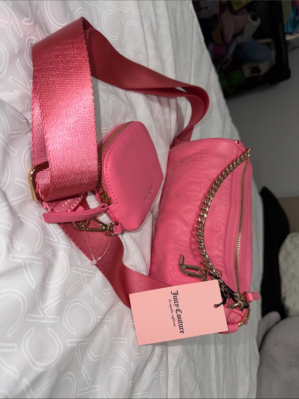 Juicy Couture Hot Pink Quilted Crossbody with Coin Pouch